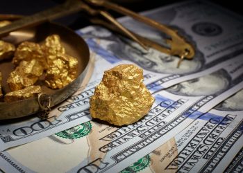 mound gold and dollar bills