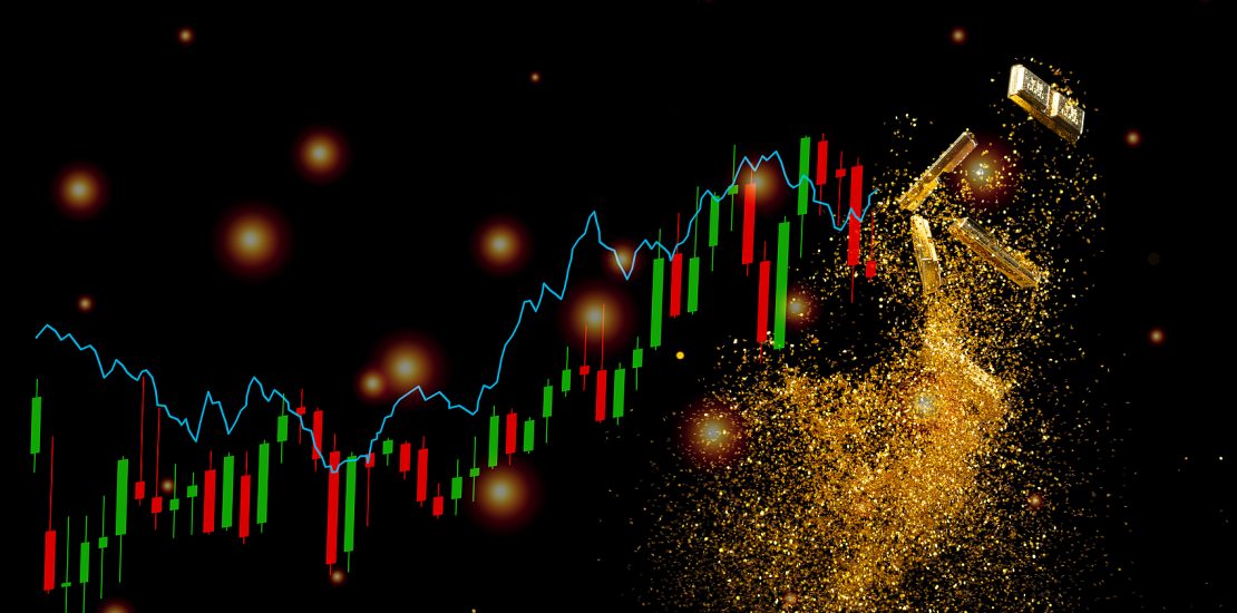 金条闪闪发光，涨爆增图。黄金价格上涨是牛市交易的投资理念。在经济衰退危机中，黄金是保值手段