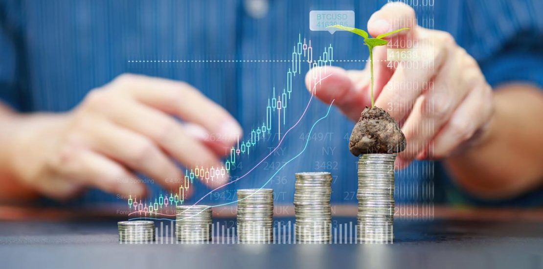 商人交易者买卖投资概念买卖基金数据指数统计图表。