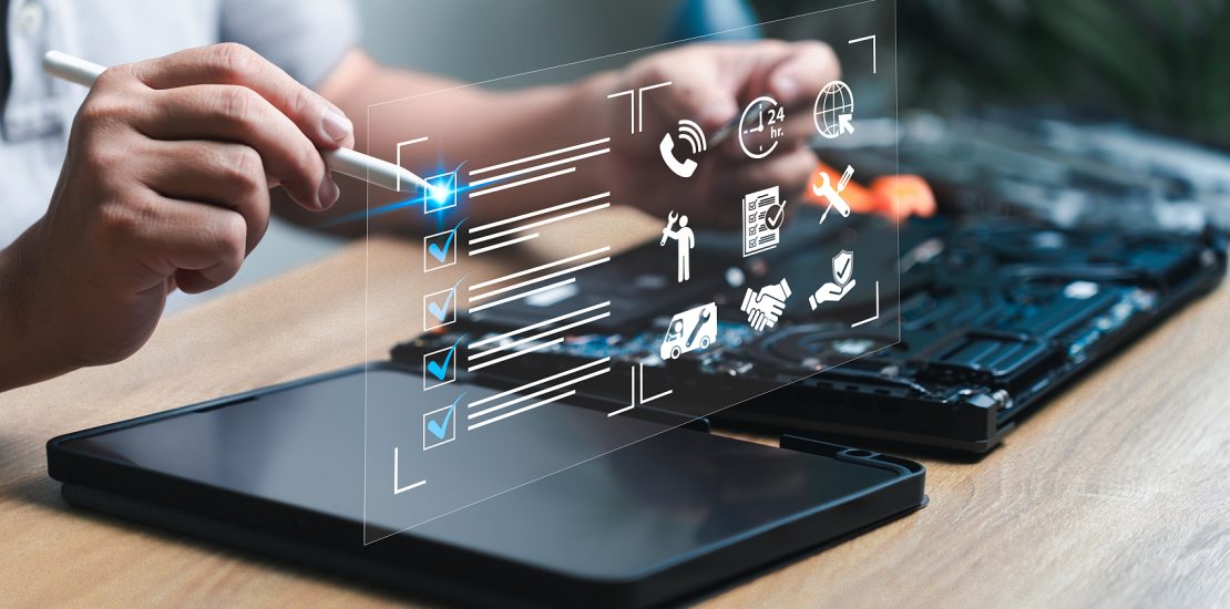 客户服务清单，现场服务，保修，满意概念，服务中心人员为客户提供不现场服务，笔记本电脑系统，根据保修条件更换零件