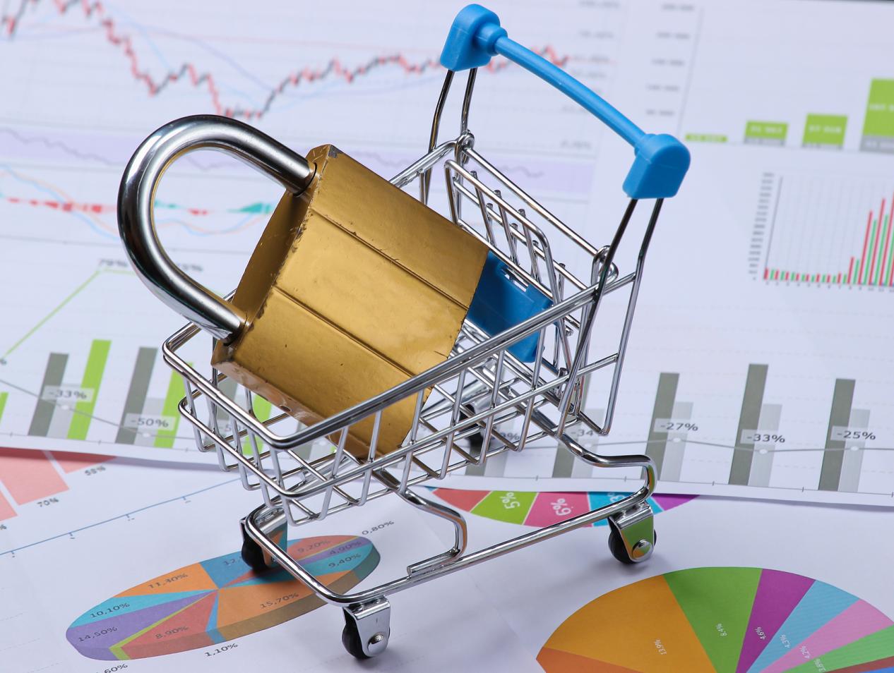 图表 और 曲线图上的购物车中的锁